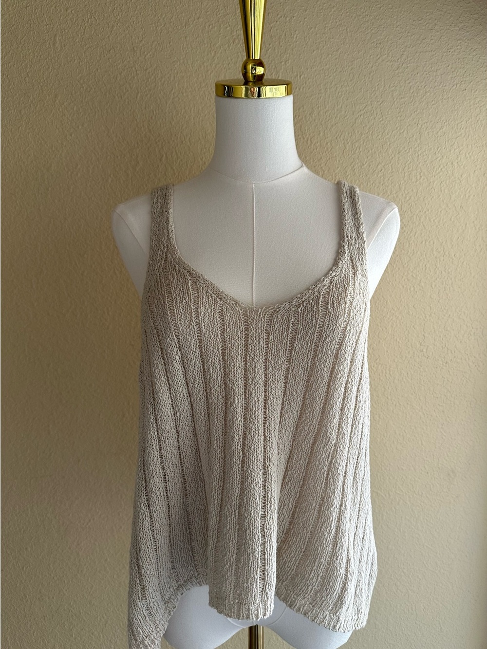 Free People Open-Weave Cream Knit Tank